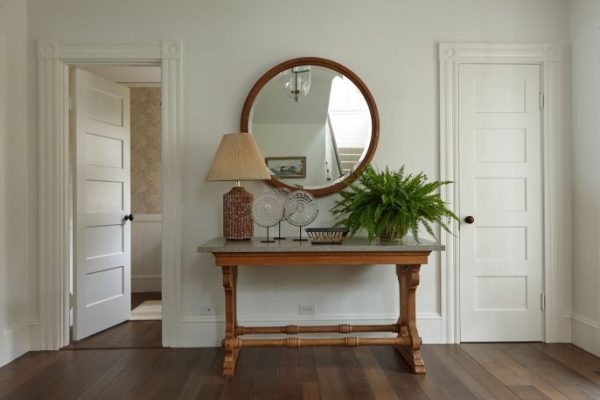 Boho entryway table decor