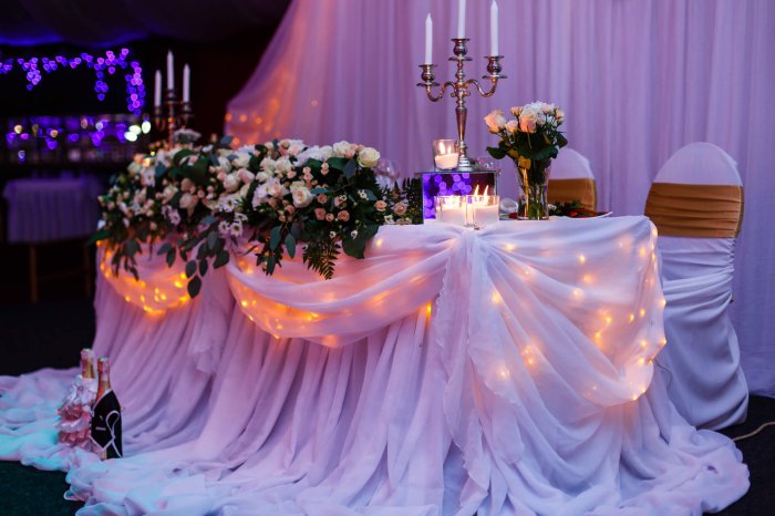 Simple sweetheart table decor