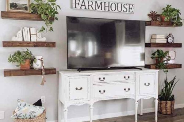 Wall decor floating shelf for bathroom farmhouse