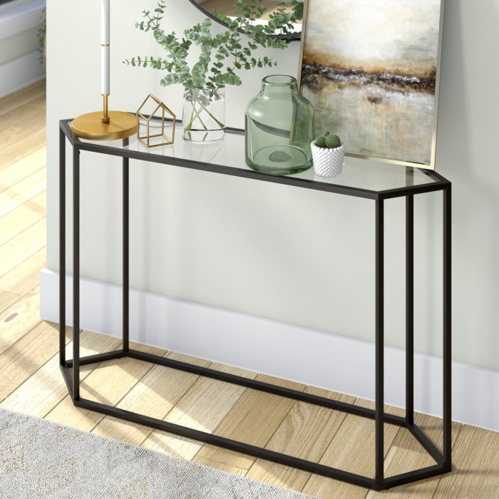 Glass console table decor