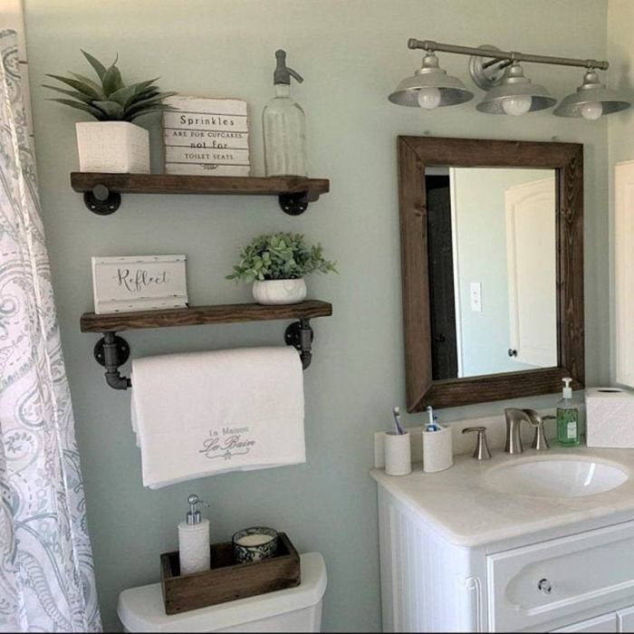 Wall decor floating shelf for bathroom farmhouse