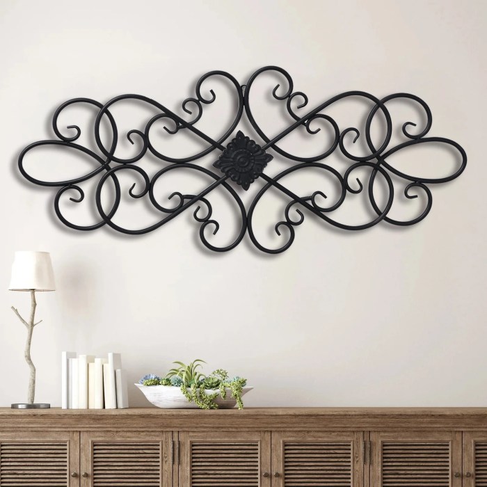 Black wrought iron outdoor wall decor