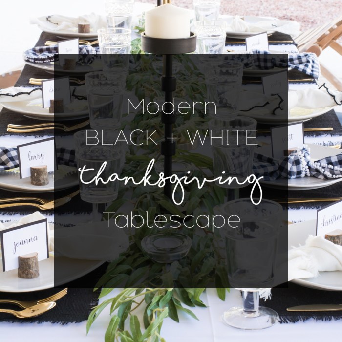 Black and white thanksgiving table decor