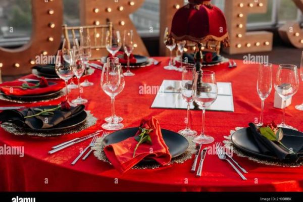 Yellow and black table decor