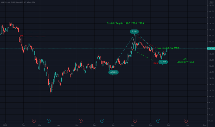 Stock price of oled